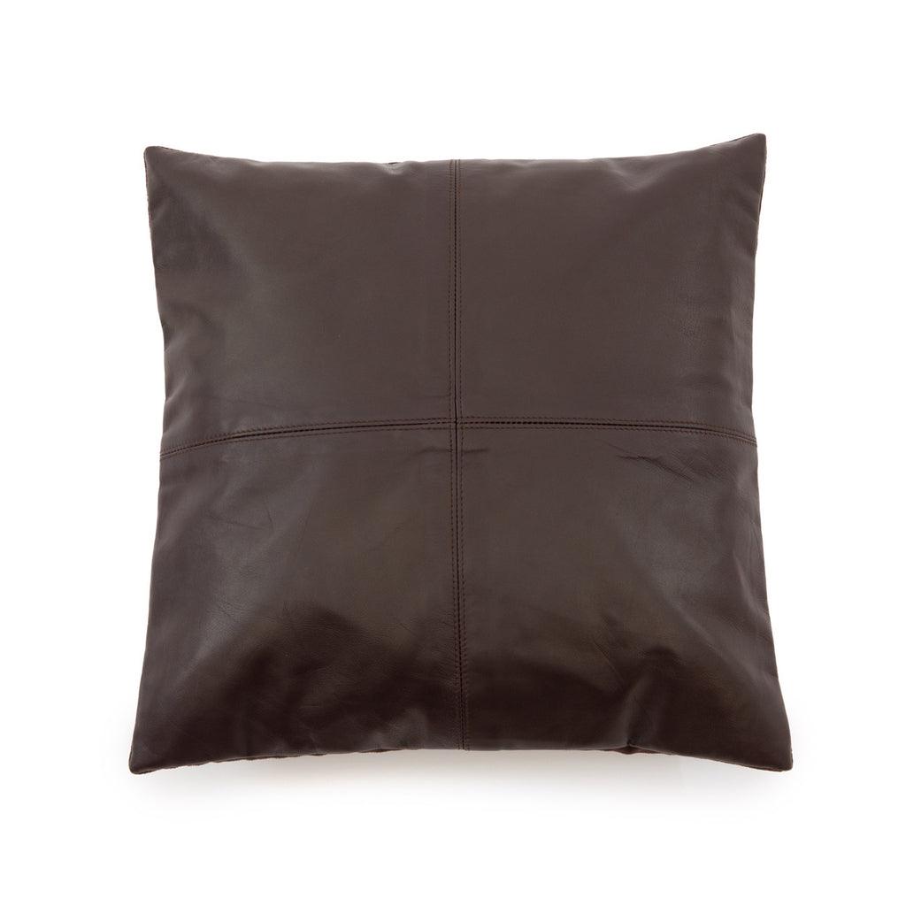 Husă de pernă din piele cu patru panouri - Ciocolată - 40x40 - PARIS14A.RO