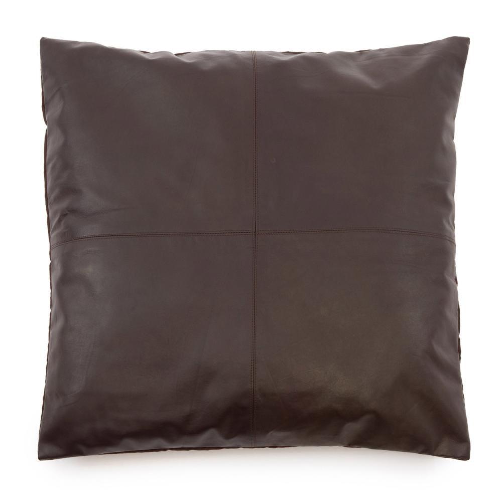 Husă de pernă din piele cu patru panouri - Ciocolată - 60x60 - PARIS14A.RO
