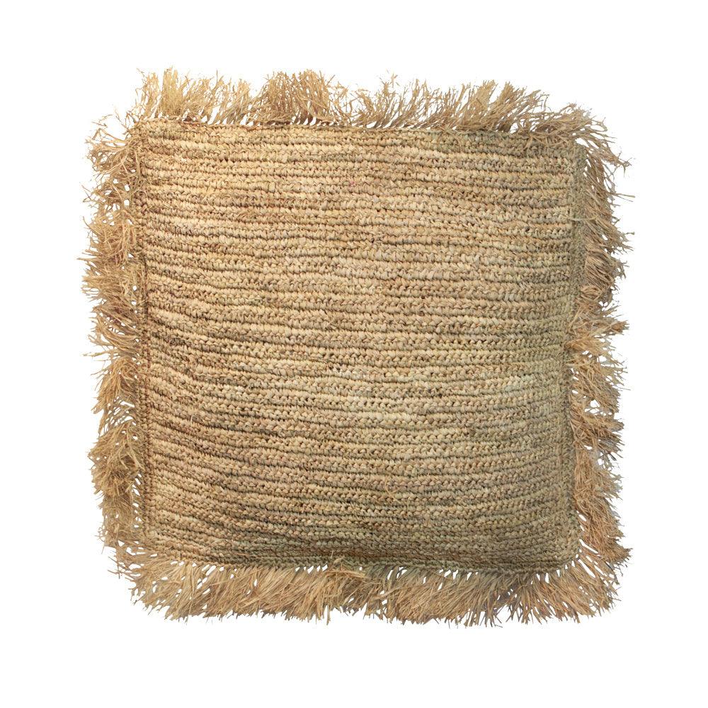 Husă de pernă din rafie - pătrată - naturală - 60x60 - PARIS14A.RO