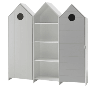 Deze CASAMI combinatie bestaat uit 3 kasten: 2 kastjes met witte en grijze deur en 1 open kast. - PARIS14A.RO