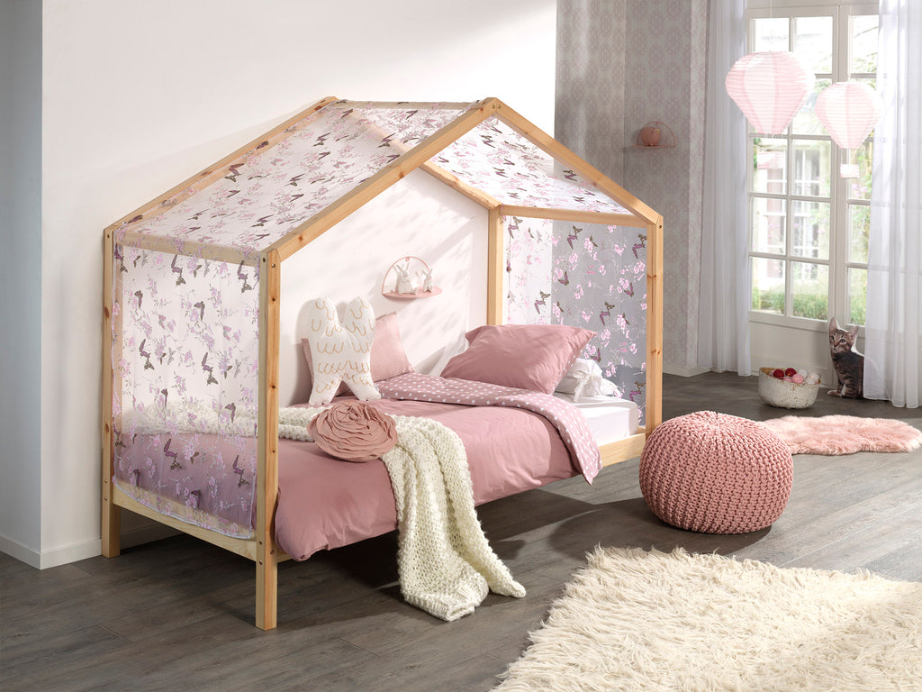 Pat cu perdele DALLAS 90X200CM / Natural - Vipack