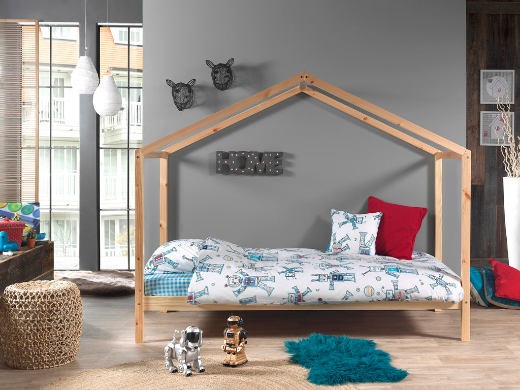 Pat cu perdele DALLAS 90X200CM / Natural - Vipack