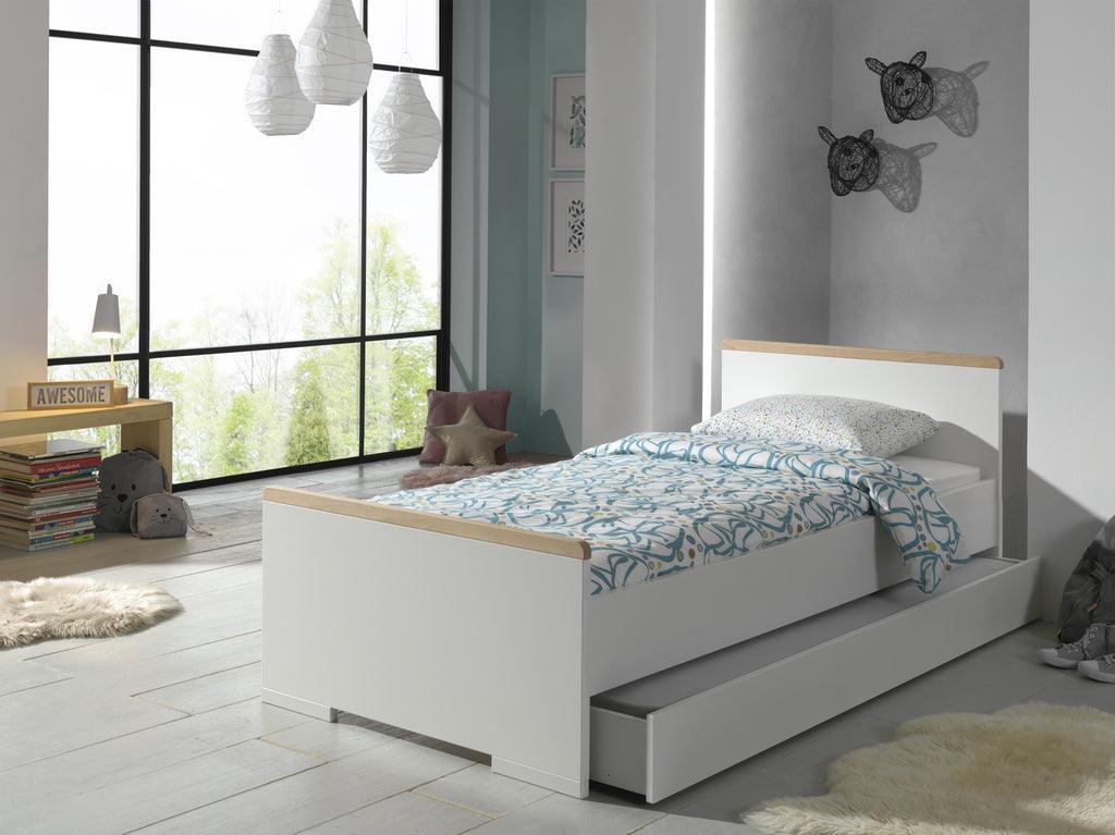 Deze LONDON combinatie in wit bestaat uit een bed (90x200) met bijhorend rolbed. - PARIS14A.RO