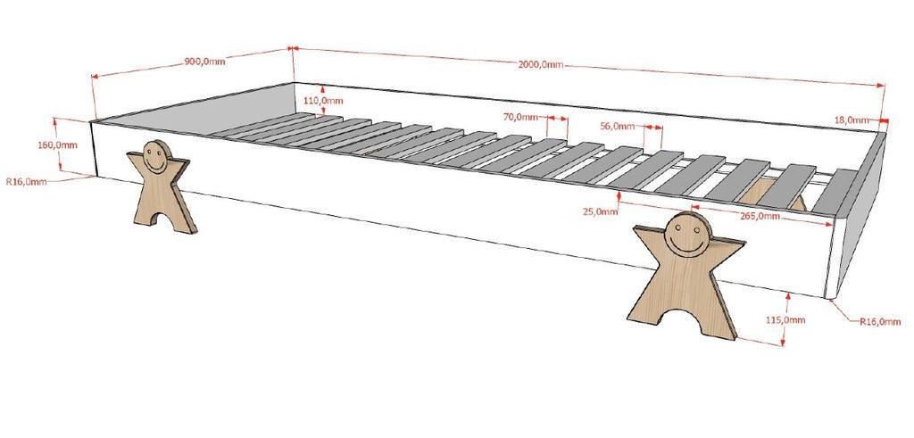 Deze MODULO combinatie bestaat uit 3 grijze MODULO bedden (90 x 200 cm) met massieve poten in de vorm van een smiley. - PARIS14A.RO