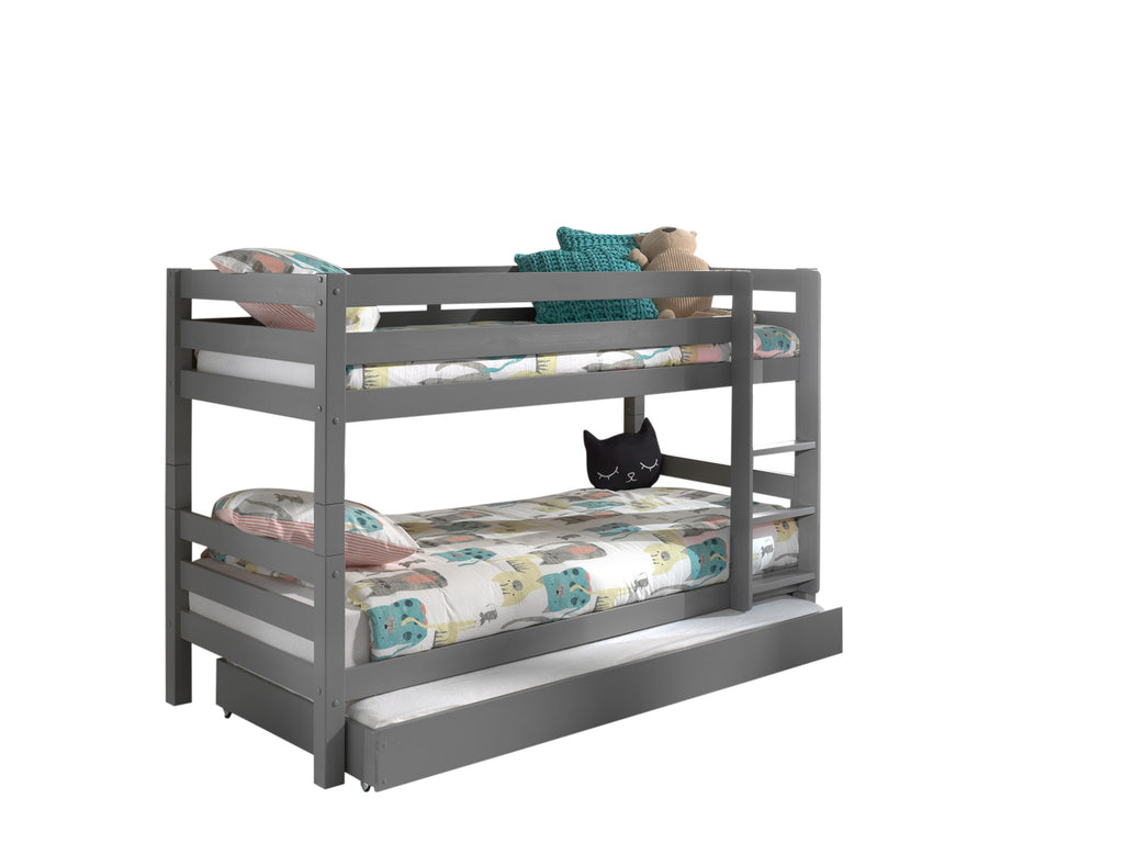 Pat supraetajat cu sertar gri PINO / inaltime 140 cm - Vipack