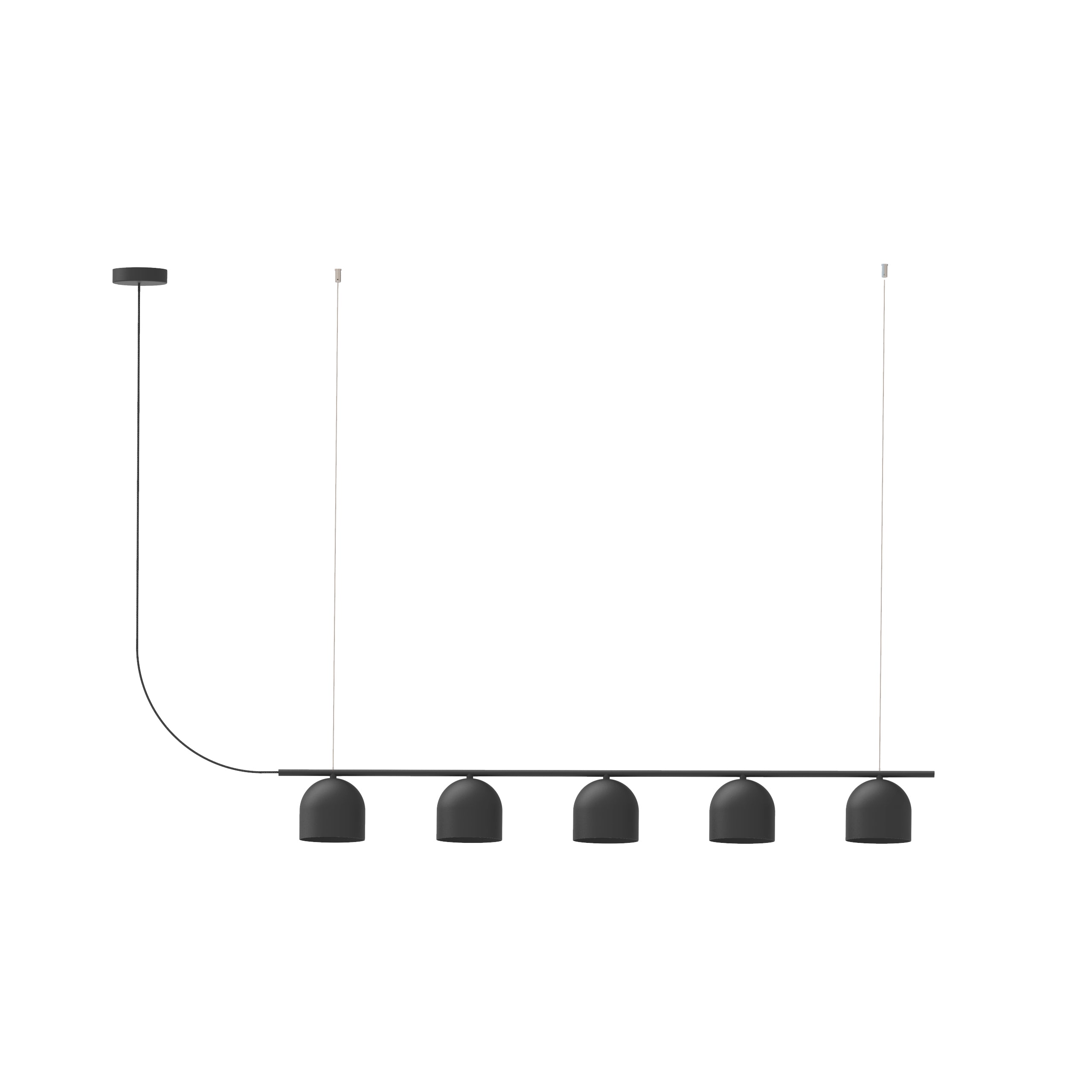 Robin lustră Rio Chandelier 5 fier, cablu textil Negru mat G9, 12x120x14 cm