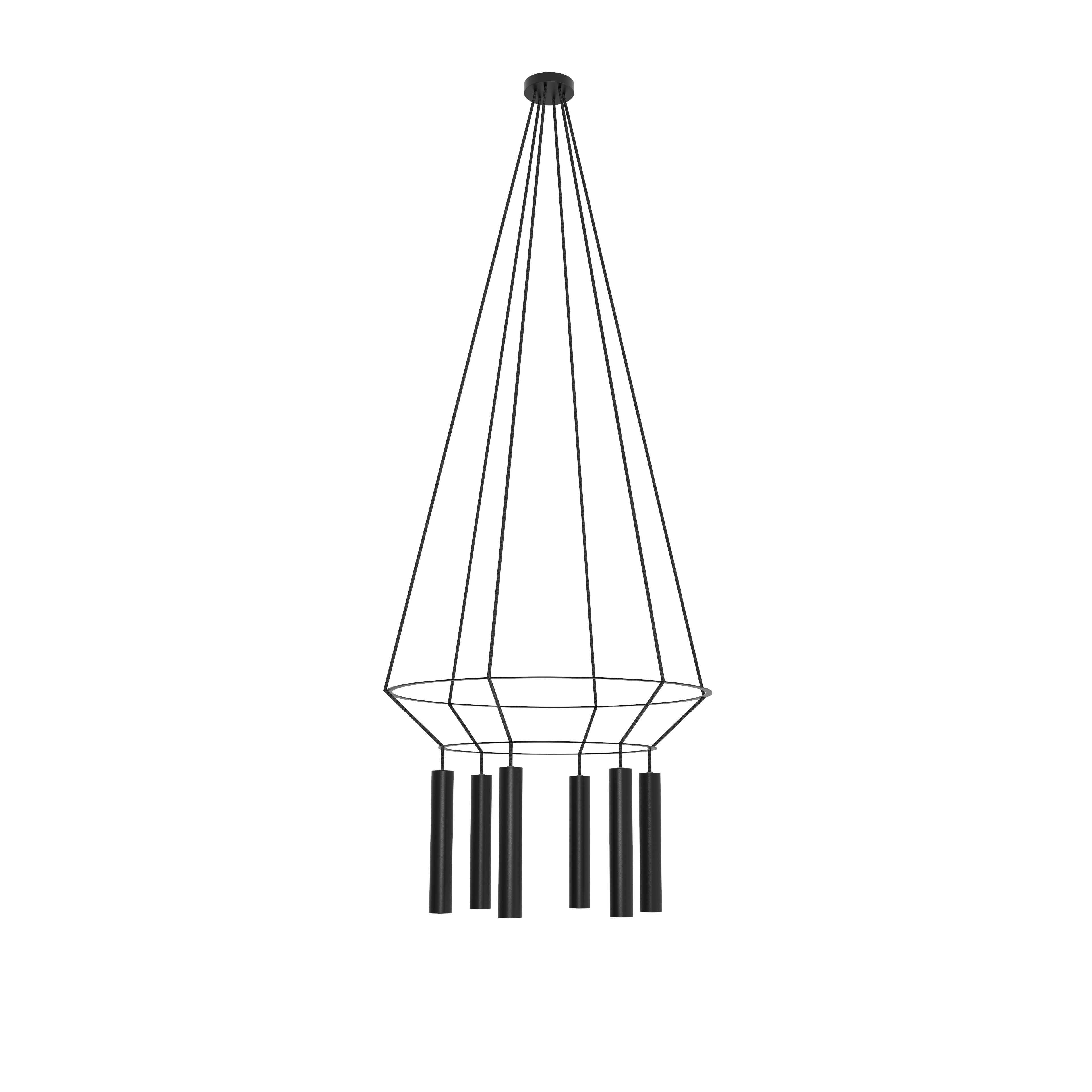 Robin lustră Rose Chandelier Circular 25 alamă, cablu textil Negru mat GU10 mini, 4x4x25 cm