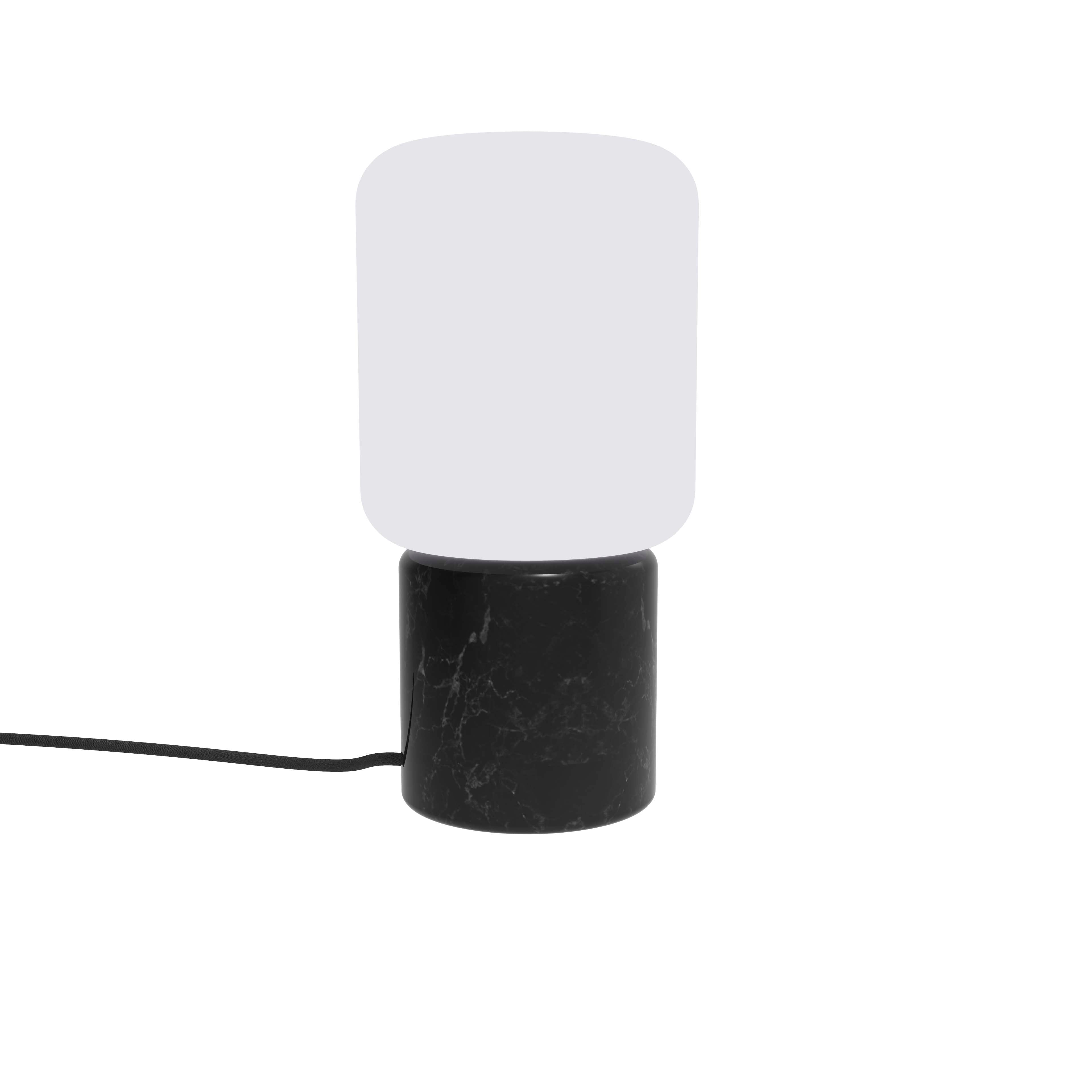 Robin lampă masă Remi Lantern sticlă, textil Black marble G9, 12x12x23 cm