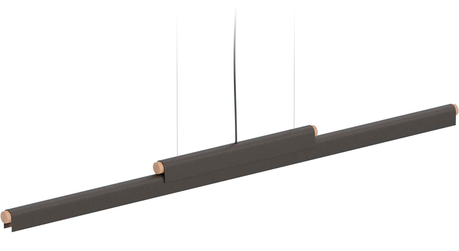 Robin lustră Rudi | fier, textil | Negru mat | 32W, 5400Lm, 3000K, 120x8x8 cm