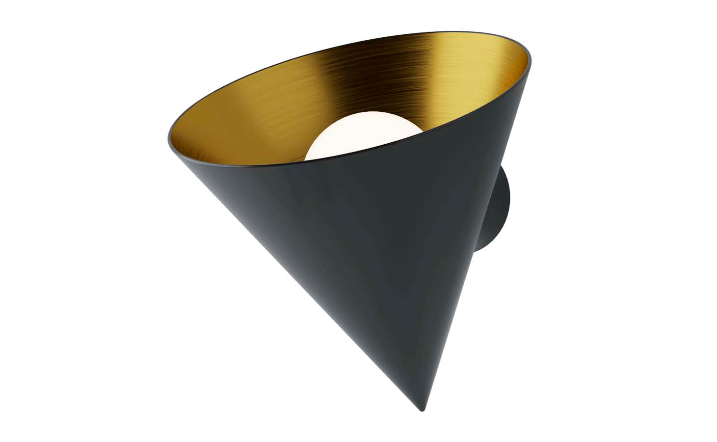 Robin aplică Rubi Mono | fier, sticlă opală | Negru mat, auriu | G9, 20x20x22 cm