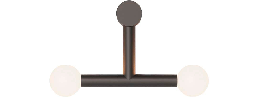 Robin aplică Rigoberta Direct Trio fier, sticlă opală Negru mat 2XG9, 49x12x30 cm