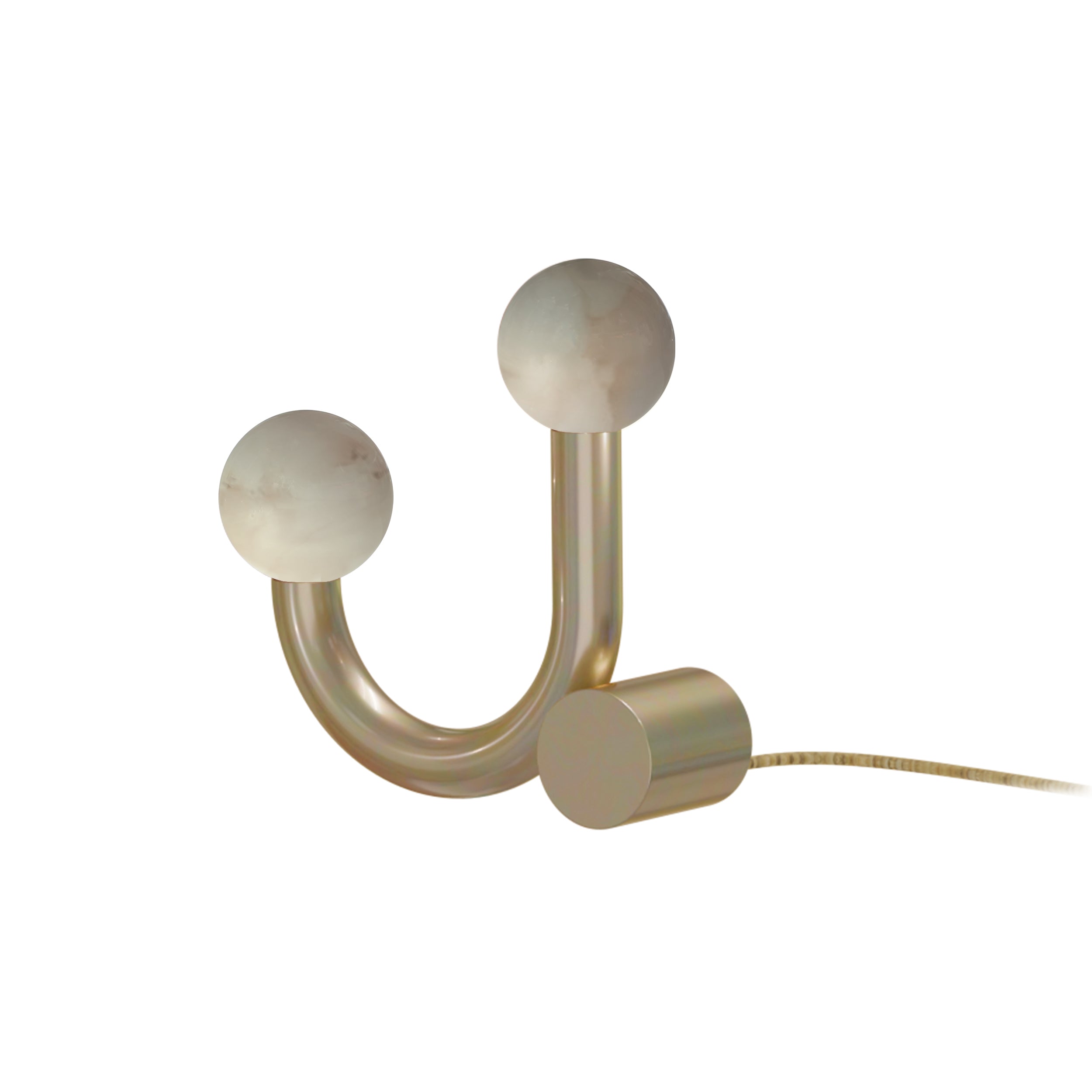 Robin lampă masă Rigoberta | fier, textil, alabastru | Auriu | 2XG9, 30x10x32 cm