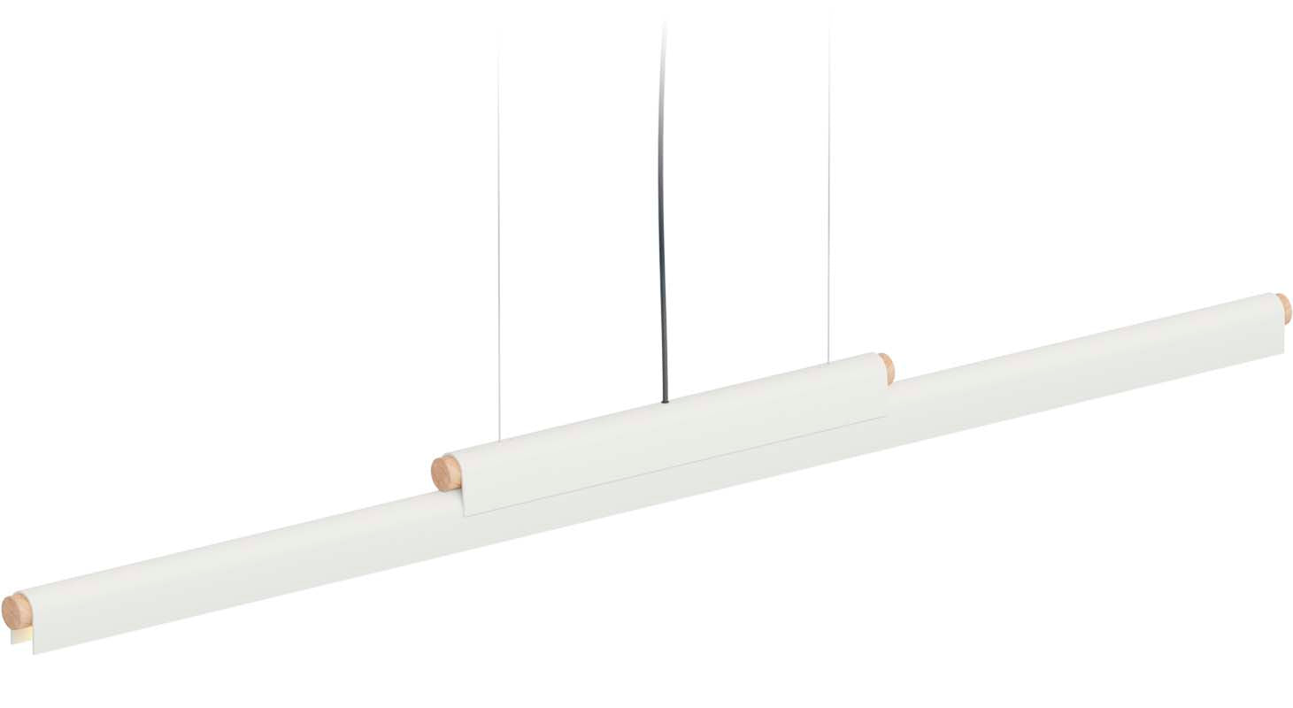 Robin lustră Rudi | fier, textil | Alb mat | 32W, 5400Lm, 3000K, 120x8x8 cm