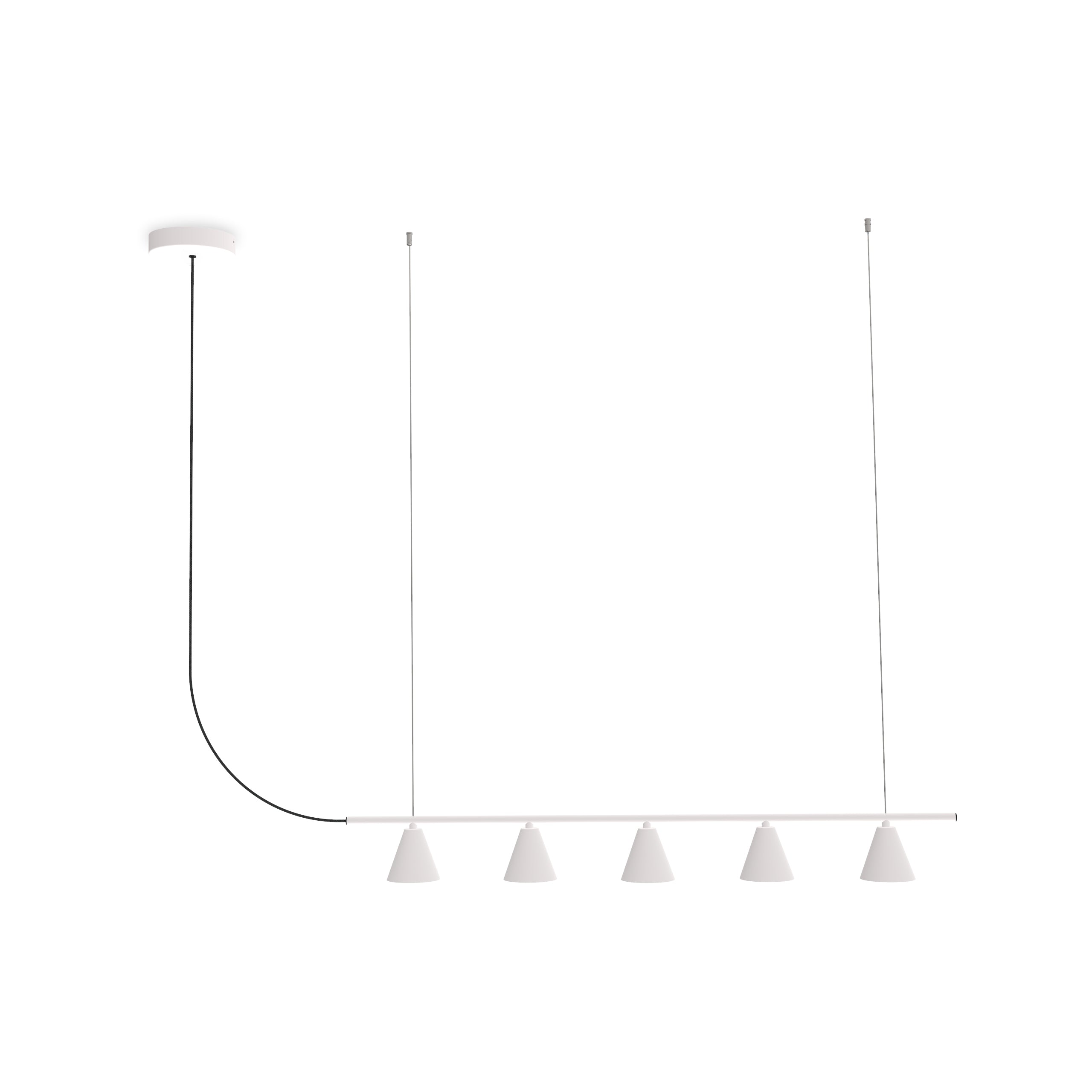 Robin lustră Rimini Chandelier Linear 27K fier, cablu textil Alb mat 8.5W, 980Lm, 2700K, 8x90x9 cm