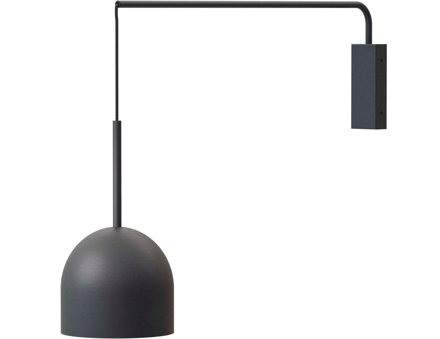 Robin aplică Rio Single Arm fier, cablu textil Negru mat E14, 16x64x46 cm