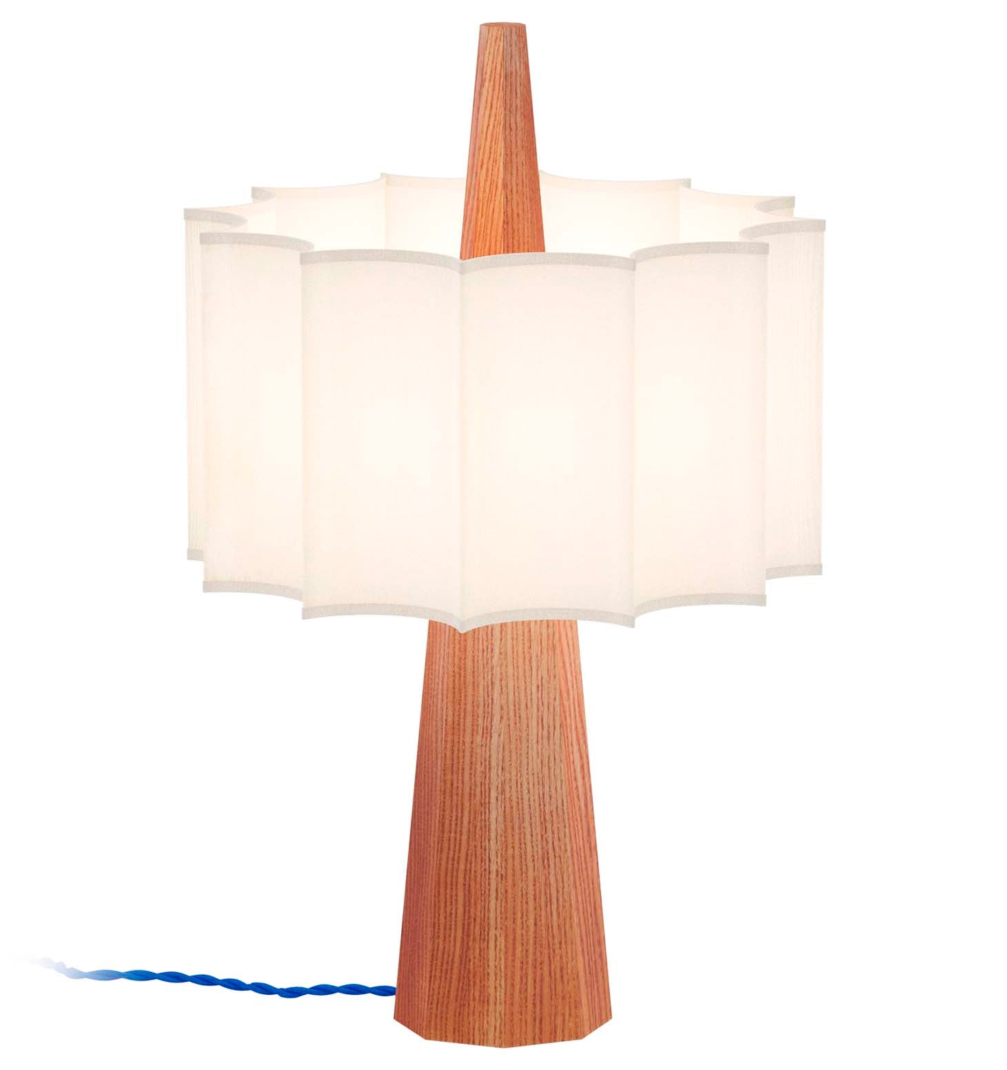 Robin lampă masă Rain lemn, textil Chesnut wood structure, white G9, 30x30x49 cm