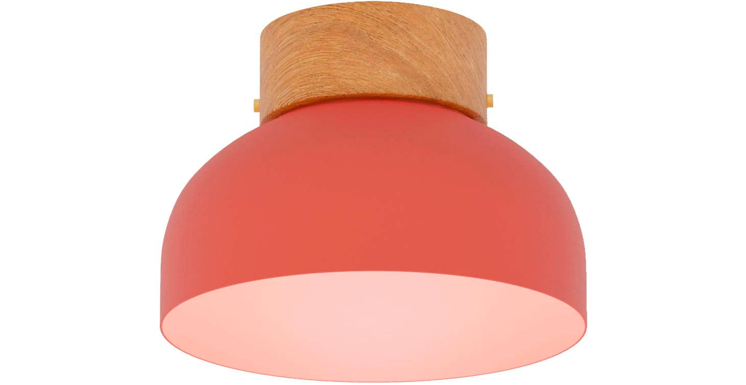Robin plafonieră Reiko | aluminiu, lemn | Terracotta | E27, 21x21x16 cm