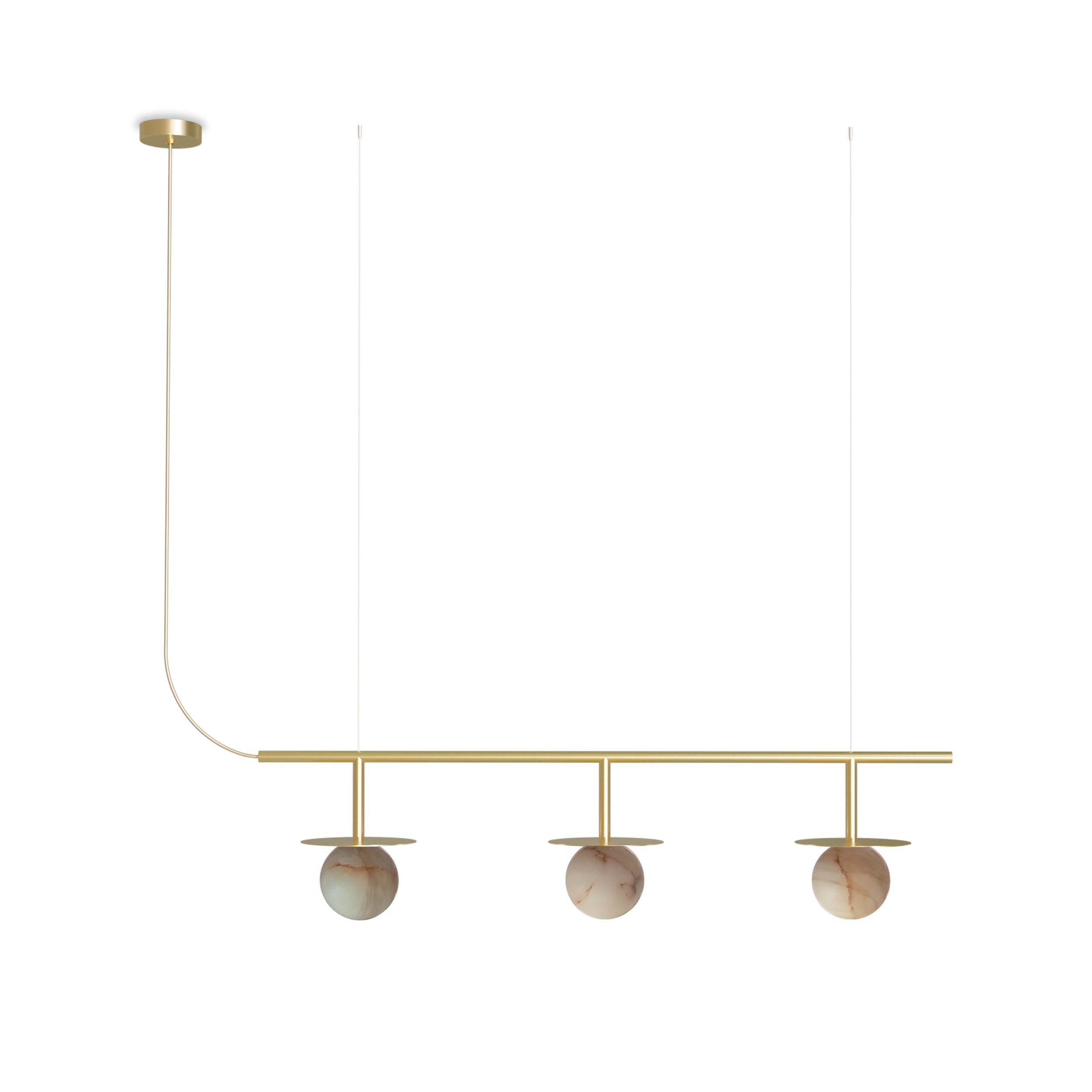 Robin lustră Royal Chandelier Linear 3 | alamă, textil, alabastru | Auriu | 3XG9, 15x90x21 cm
