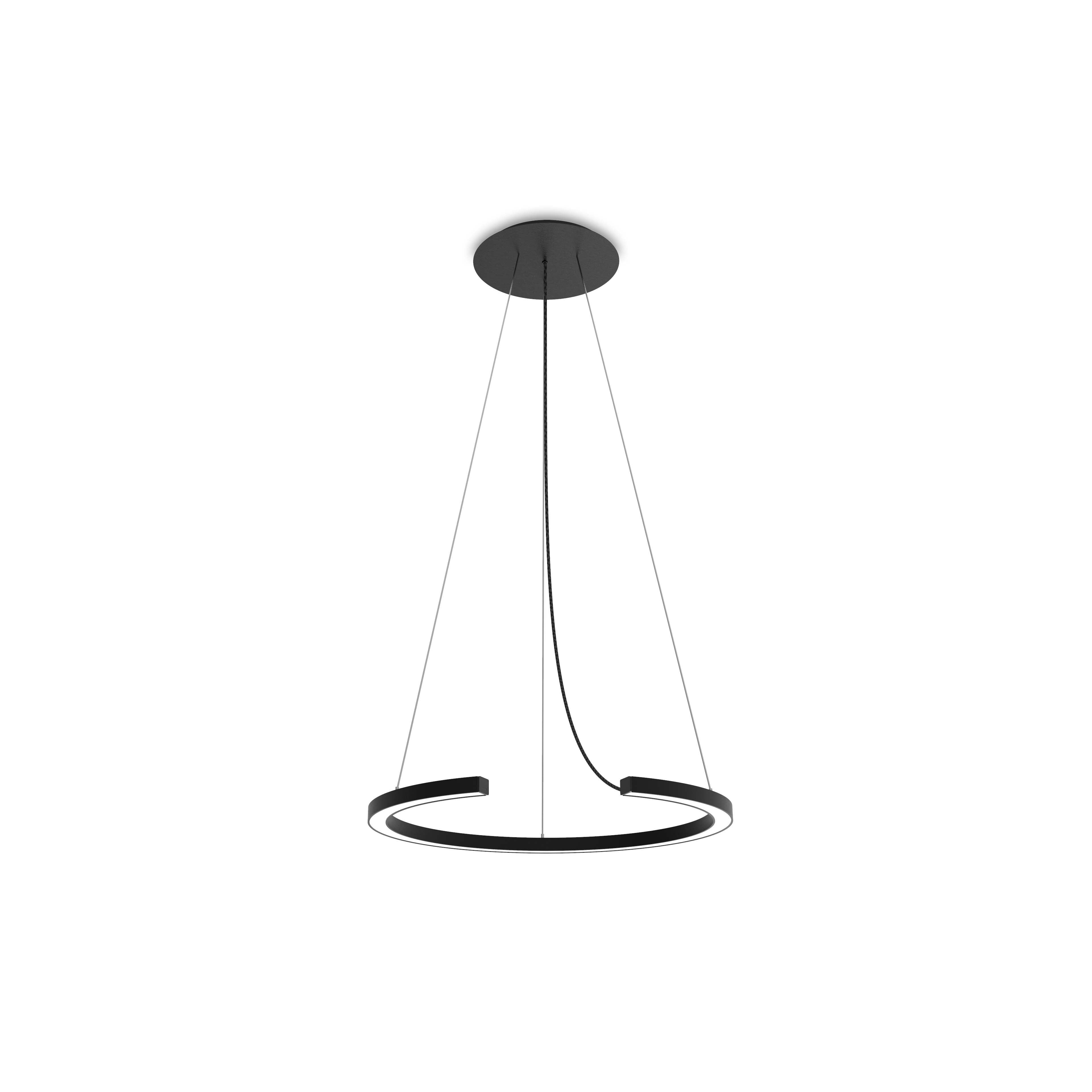 Robin lustră Roberta 65 DALI aluminiu, textil Negru mat 30W, 4800Lm, 3000K, 65x65x3 cm