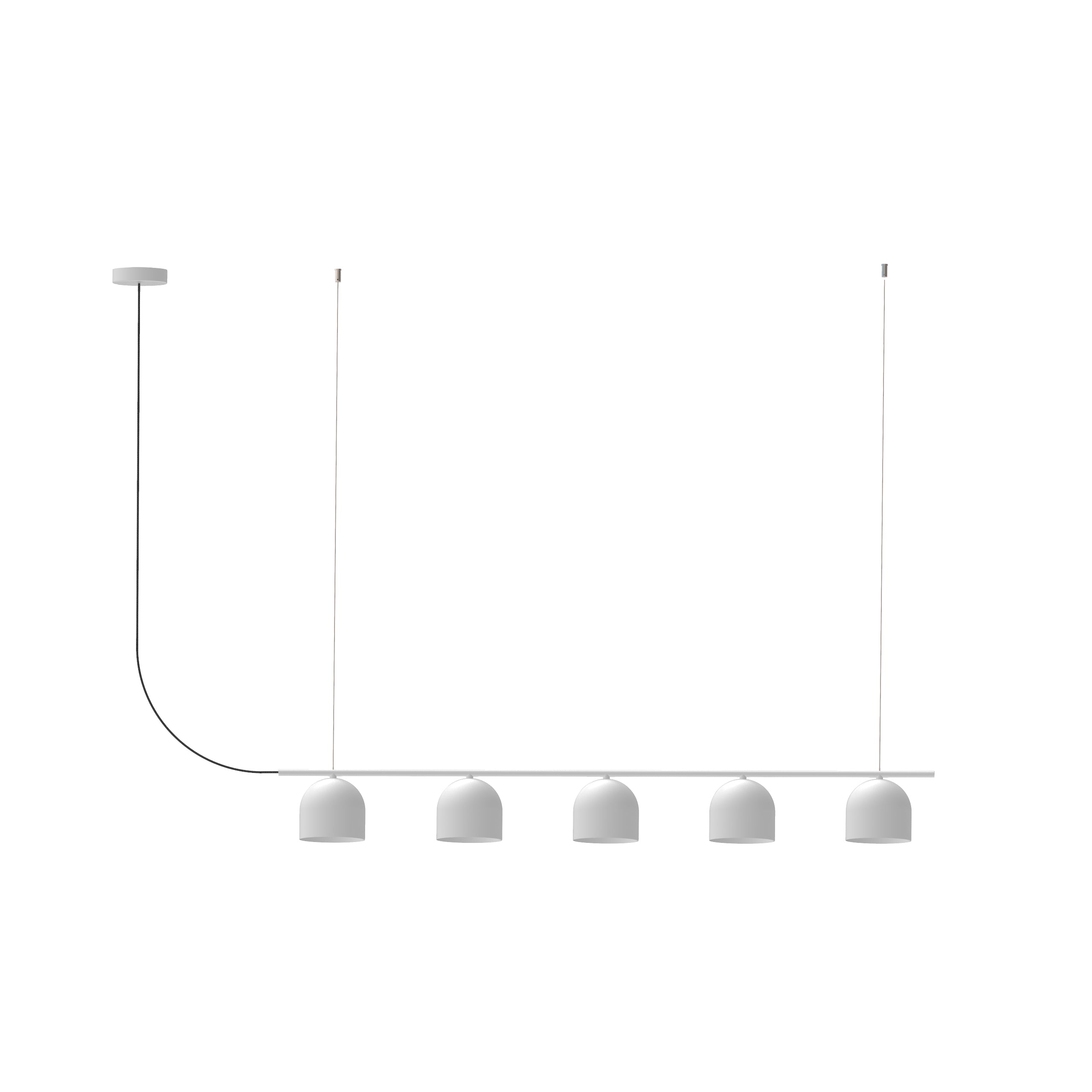 Robin lustră Rio Chandelier 5 fier, cablu textil Alb mat G9, 12x120x14 cm