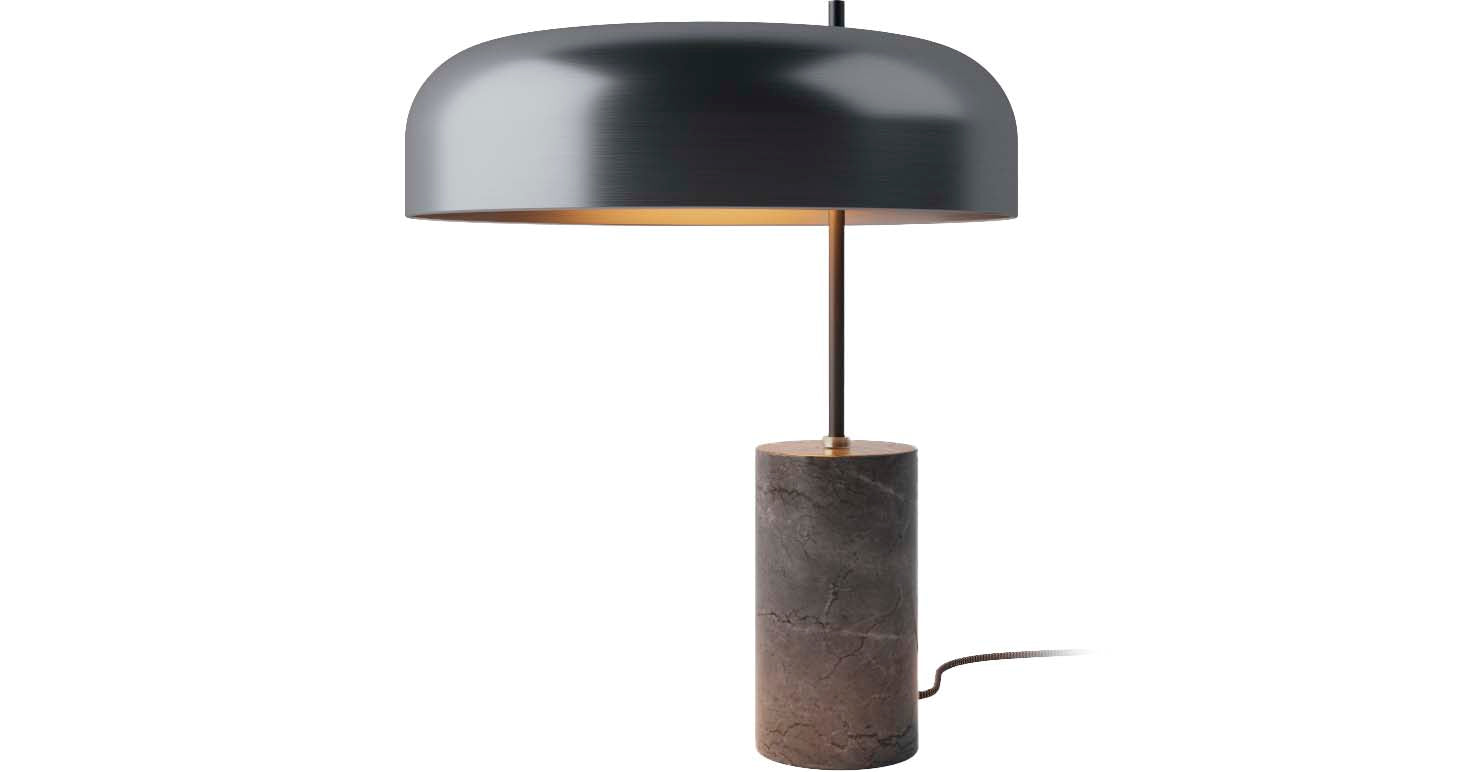 Robin lampă masă Romina | fier, aluminiu, textil | Negru mat | E27, 36x36x44 cm