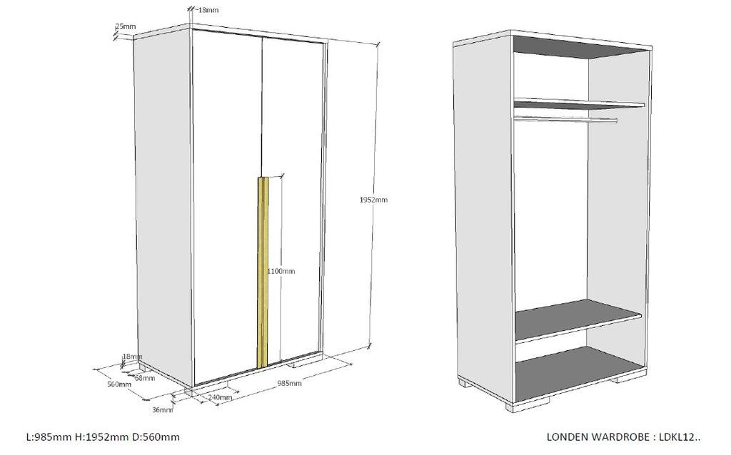 Dulap antracit cu 2 usi LONDON - Vipack - PARIS14A.RO