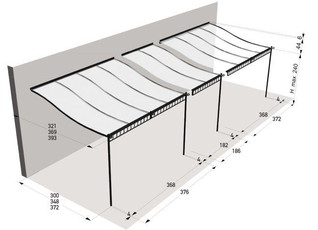 Pergola atasata Tibisco cu acoperis din policarbonat - Unopiù - PARIS14A.RO