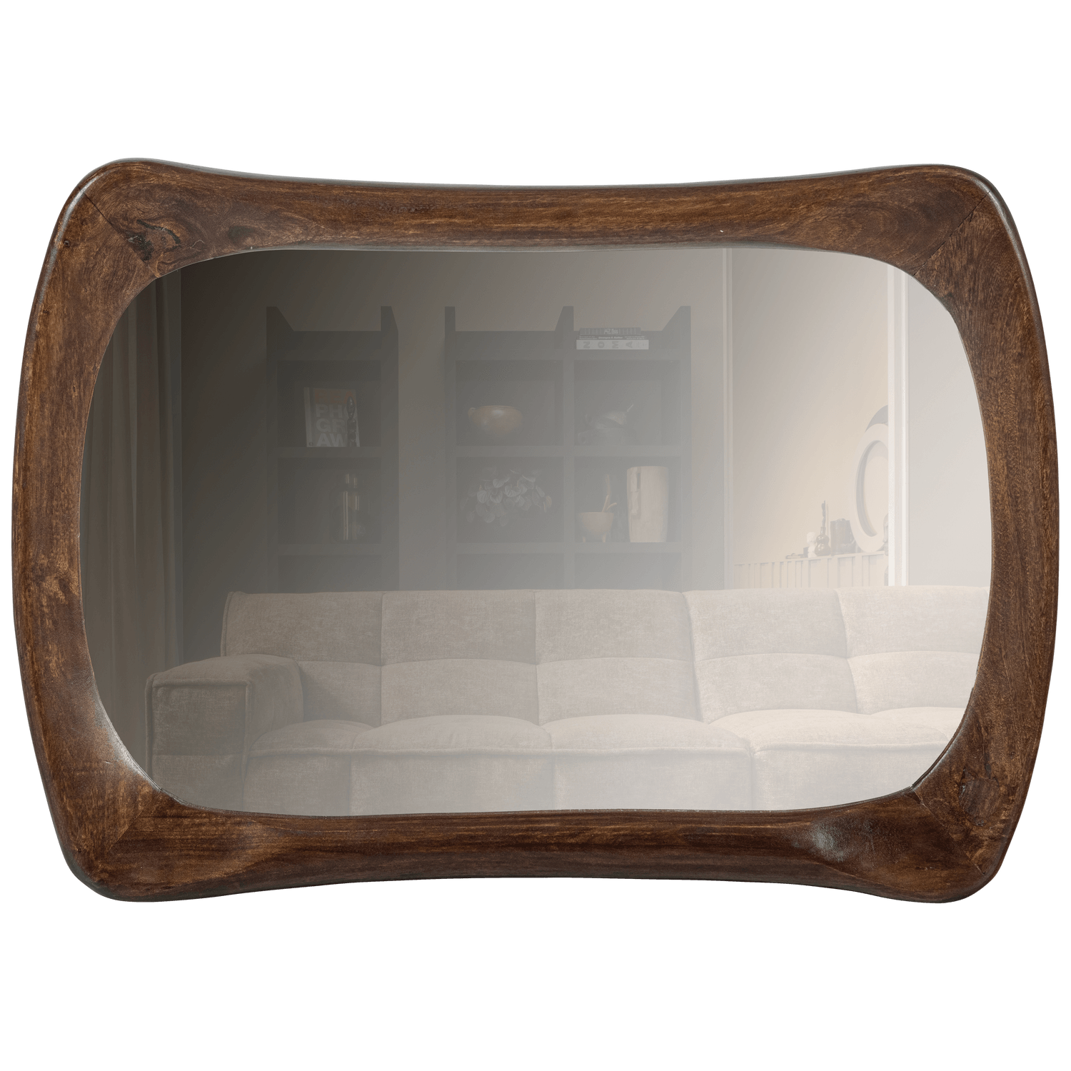 GLITTERING MIRROR WITH WOODEN FRAME WALNUT - PARIS14A.RO