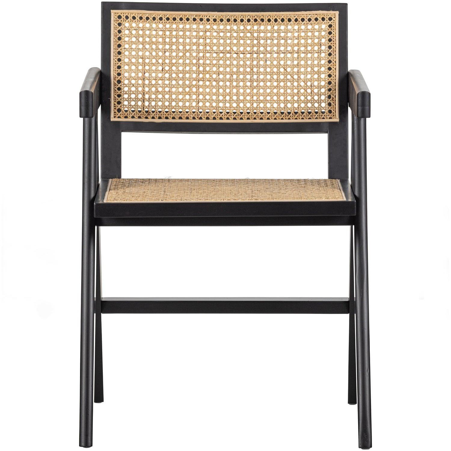 GUNN DINING CHAIR RATTAN / WOOD BLACK - PARIS14A.RO
