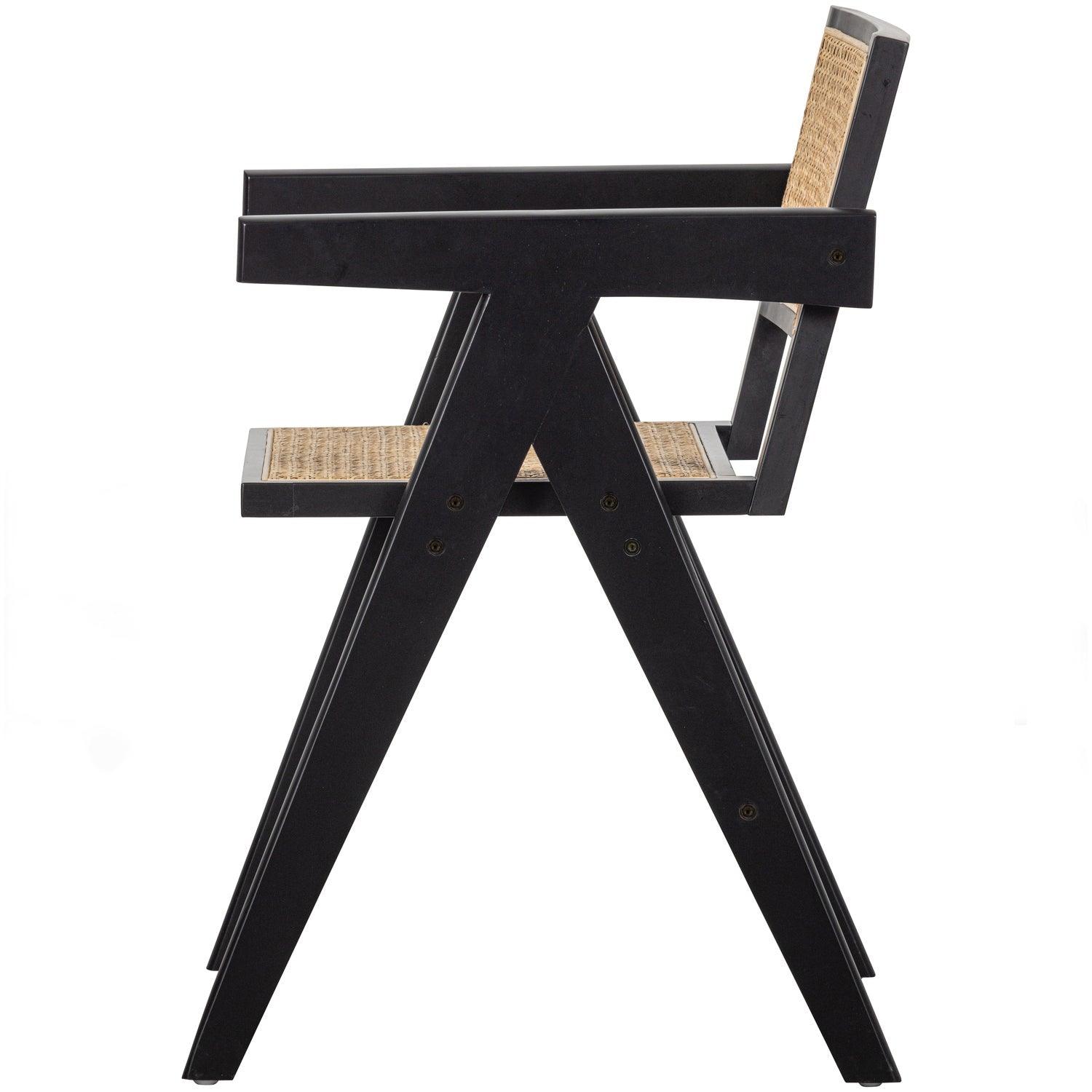GUNN DINING CHAIR RATTAN / WOOD BLACK - PARIS14A.RO