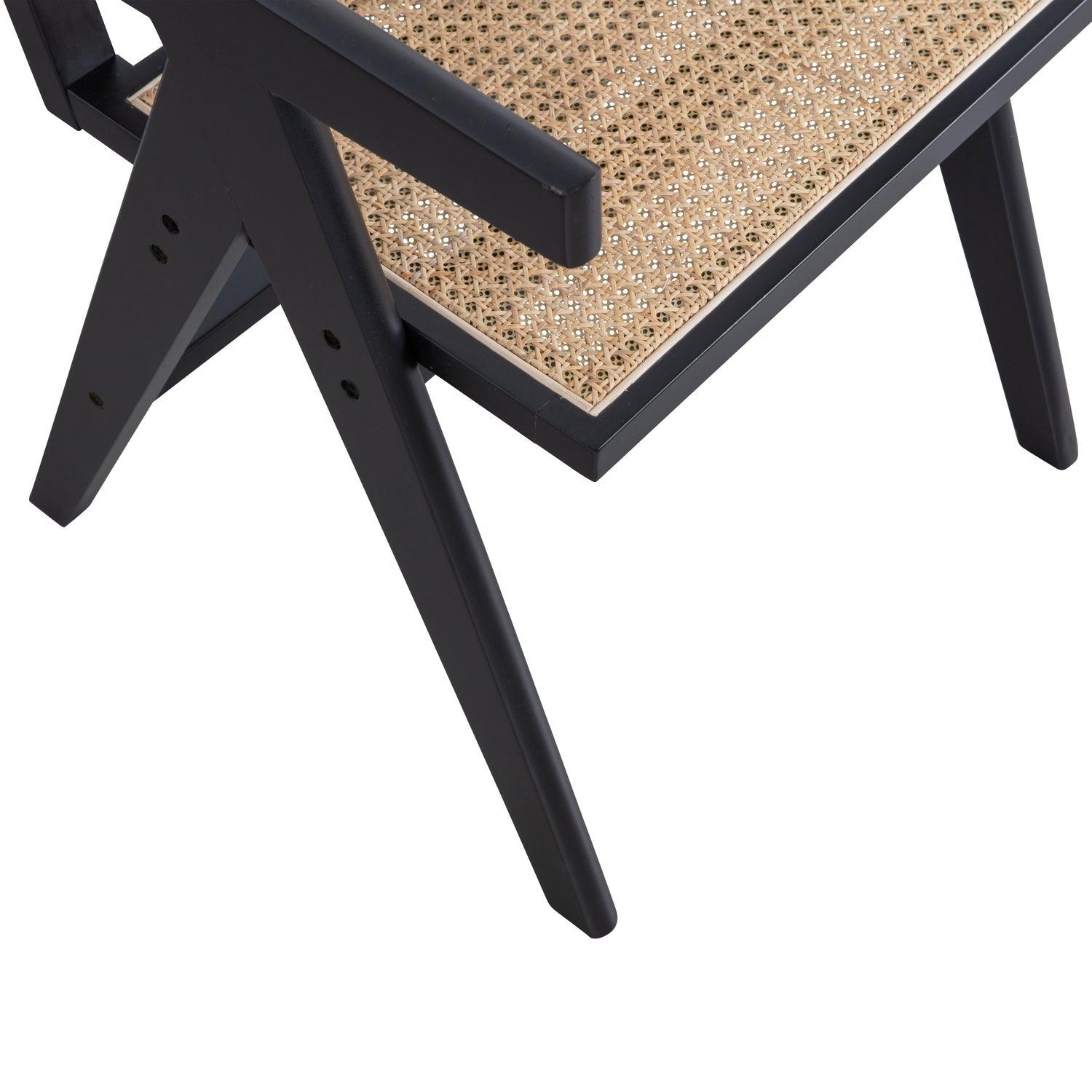 GUNN DINING CHAIR RATTAN / WOOD BLACK - PARIS14A.RO