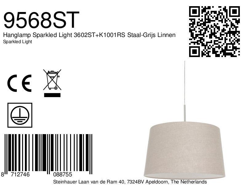 Lustra Sparkled Light 3602ST+K1001RS Gri de Oțel cu Abajur din Lână - PARIS14A.RO