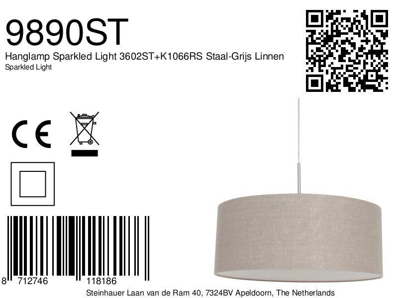 Lustra Sparkled Light 3602ST+K1066RS Gri de Oțel cu Abajur din Lână - PARIS14A.RO