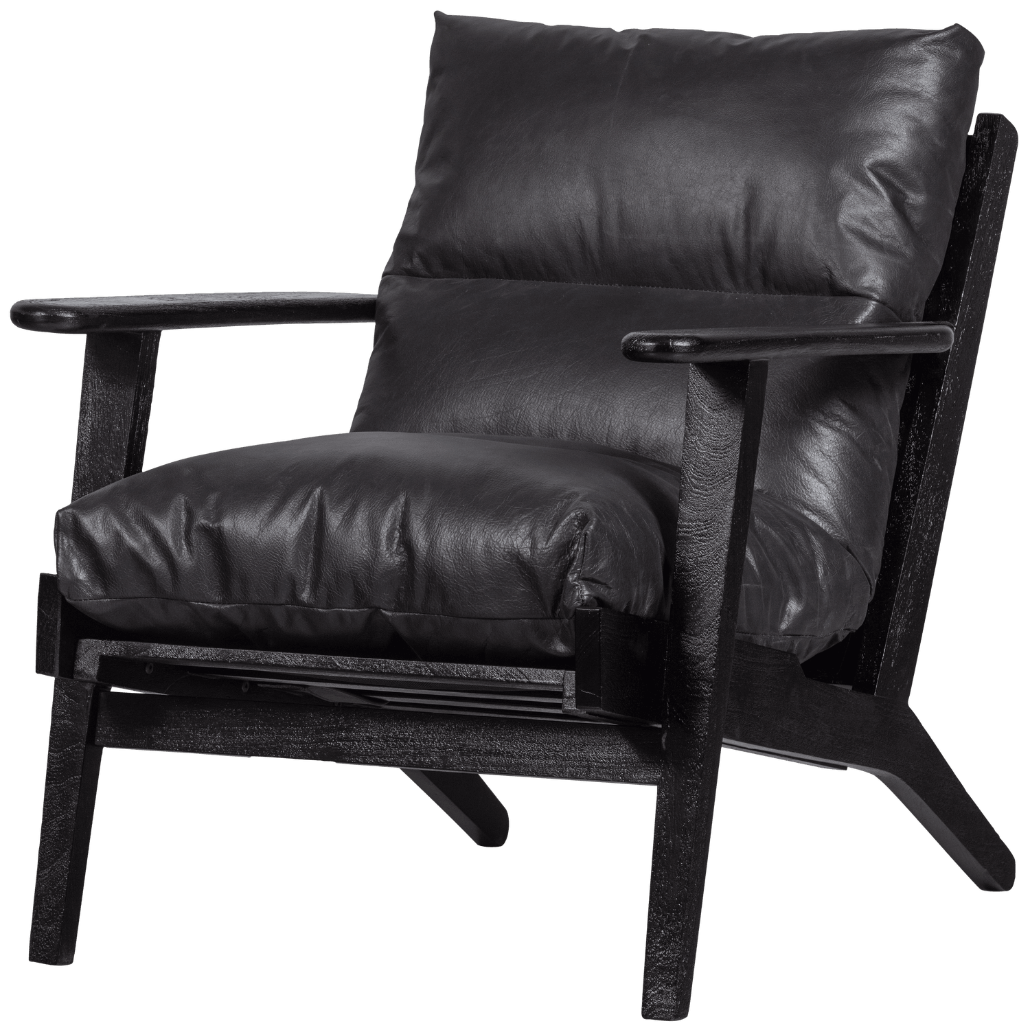 HOUSTON ARMCHAIR REAL LEATHER BLACK - PARIS14A.RO