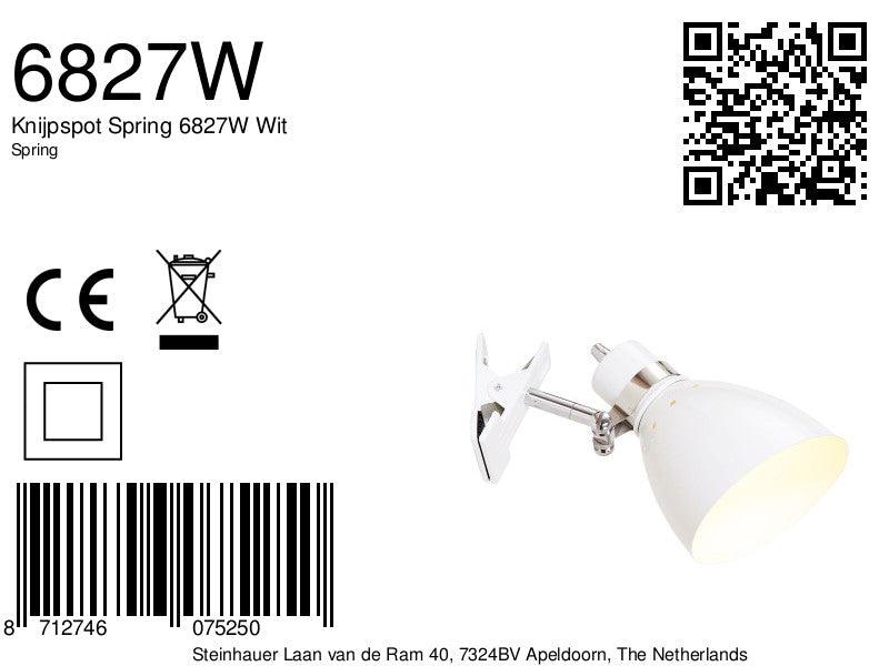 Knijpspot Spring 6827W Wit - Traducere în română: Lumină de prindere Spring 6827W Alb - PARIS14A.RO