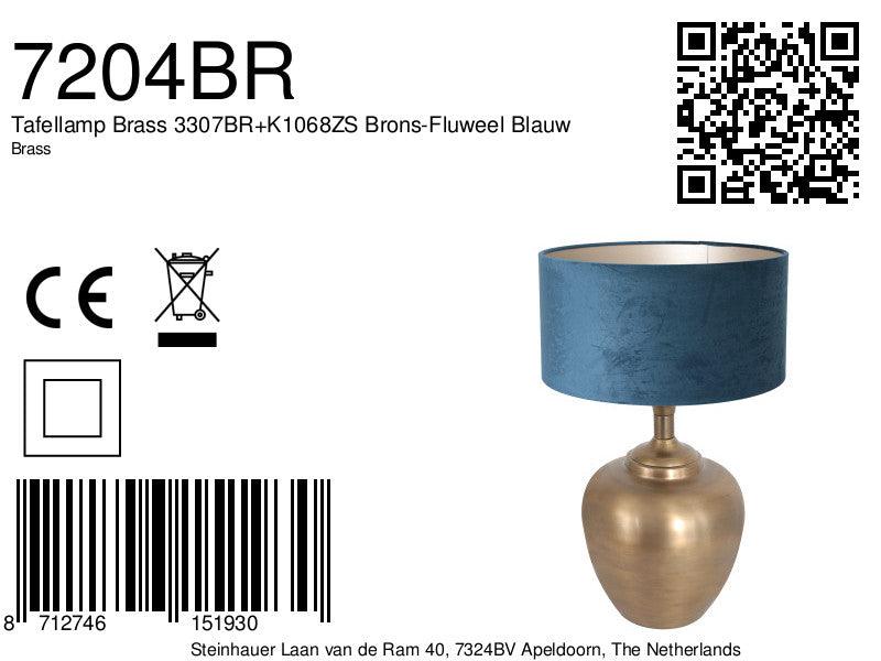 Lampă de masă Brass 3307BR+K1068ZS Bronz-Velvet Albastru - PARIS14A.RO