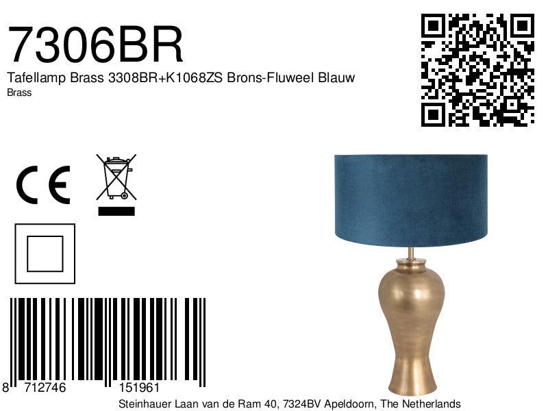 Lampă de masă Brass 3308BR+K1068ZS Bronz-Velvet Albastru - PARIS14A.RO