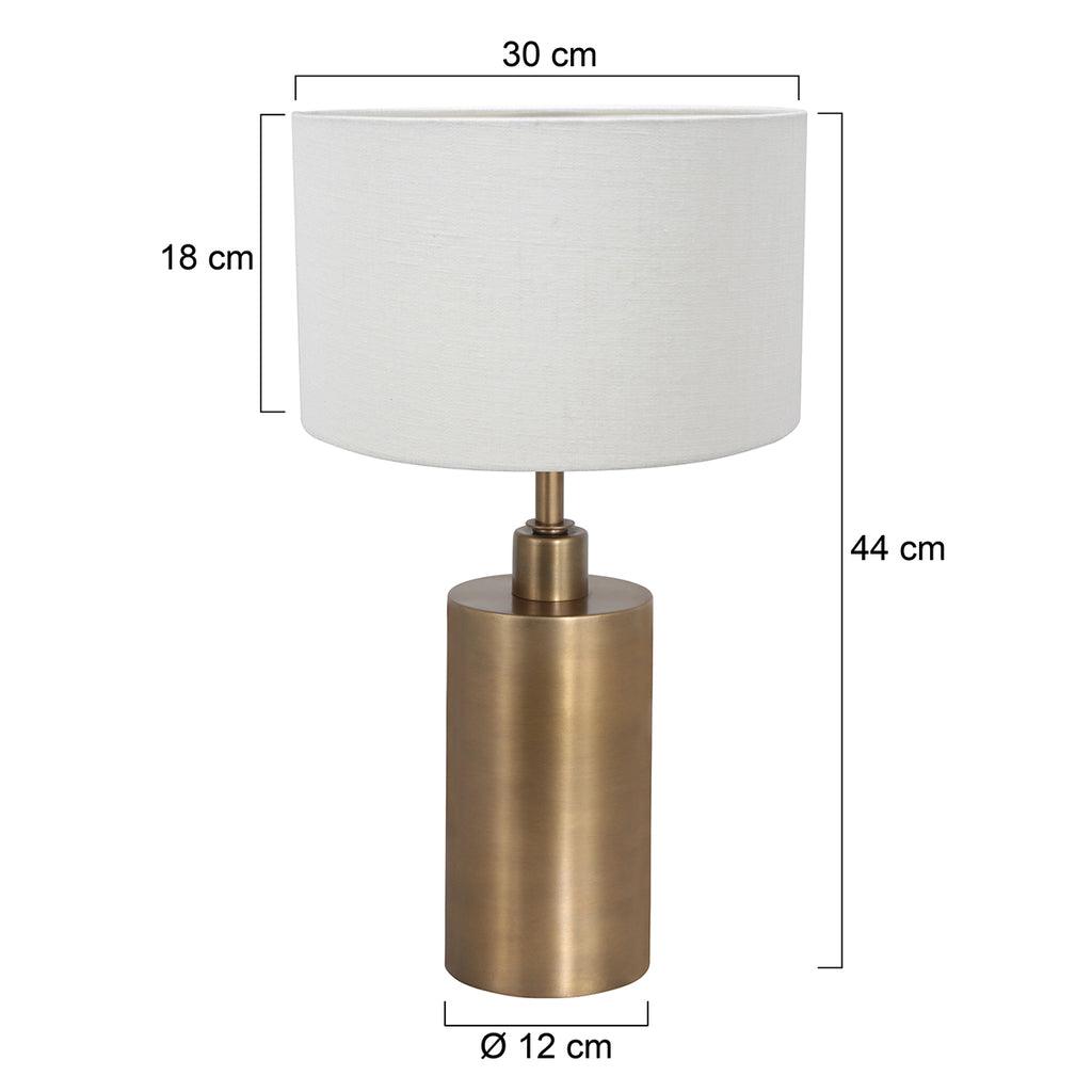 Lampă de masă Brass 3309BR+K7396QS Bronz-Alb cu material textil lână - PARIS14A.RO