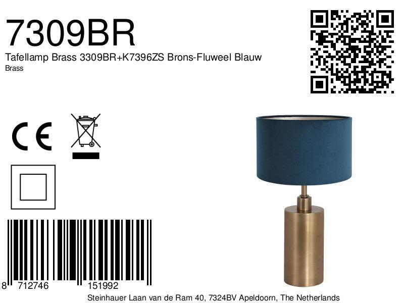 Lampă de masă Brass 3309BR+K7396ZS Bronz-Velvet Albastru - PARIS14A.RO