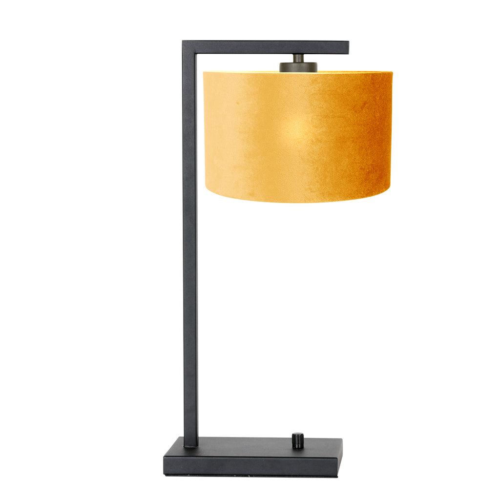 Lampă de masă Stang 7123ZW Negru + Abajur Catifea Aurie - PARIS14A.RO