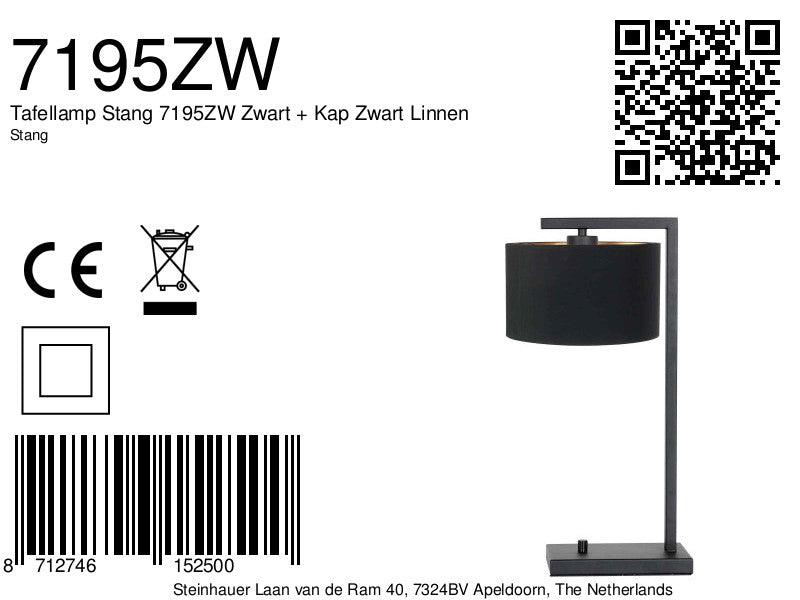 Lampă de masă Stang 7195ZW Negru + Abajur Negru din Lână - PARIS14A.RO