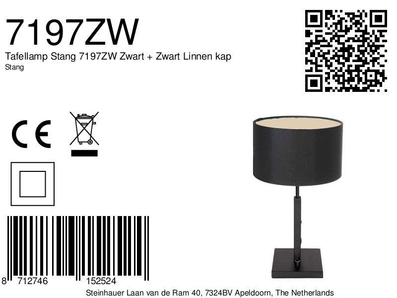 Lampă de masă Stang 7197ZW Negru + Abajur din pânză neagră - PARIS14A.RO