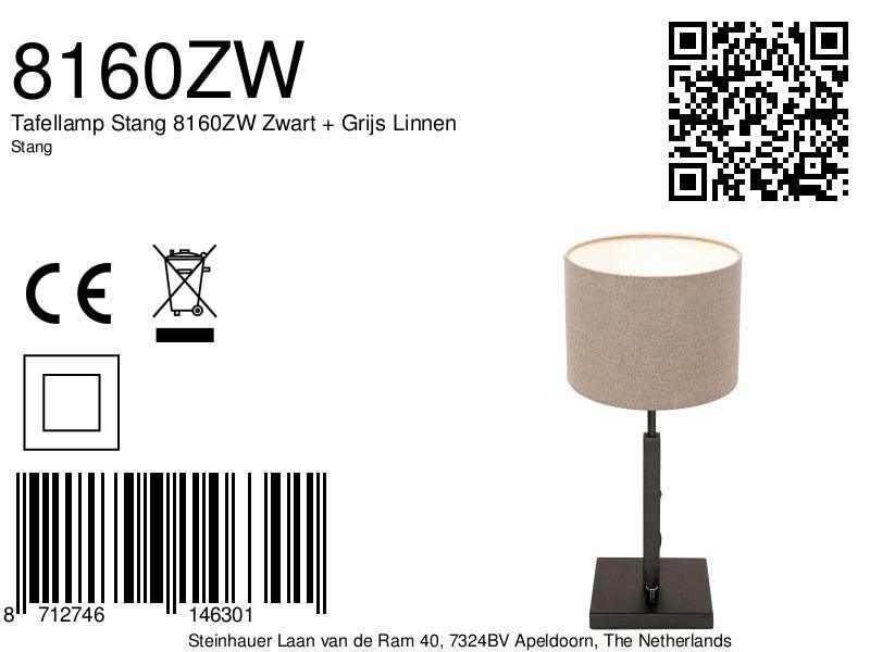 Lampă de masă Stang 8160ZW Negru + Gri Linnen - PARIS14A.RO