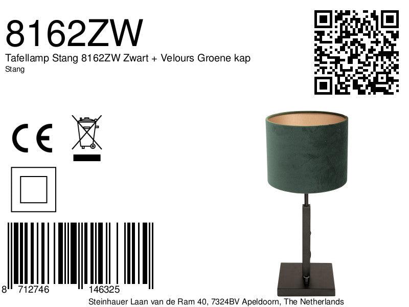 Lampă de masă Stang 8162ZW Negru + Abajur de catifea verde - PARIS14A.RO