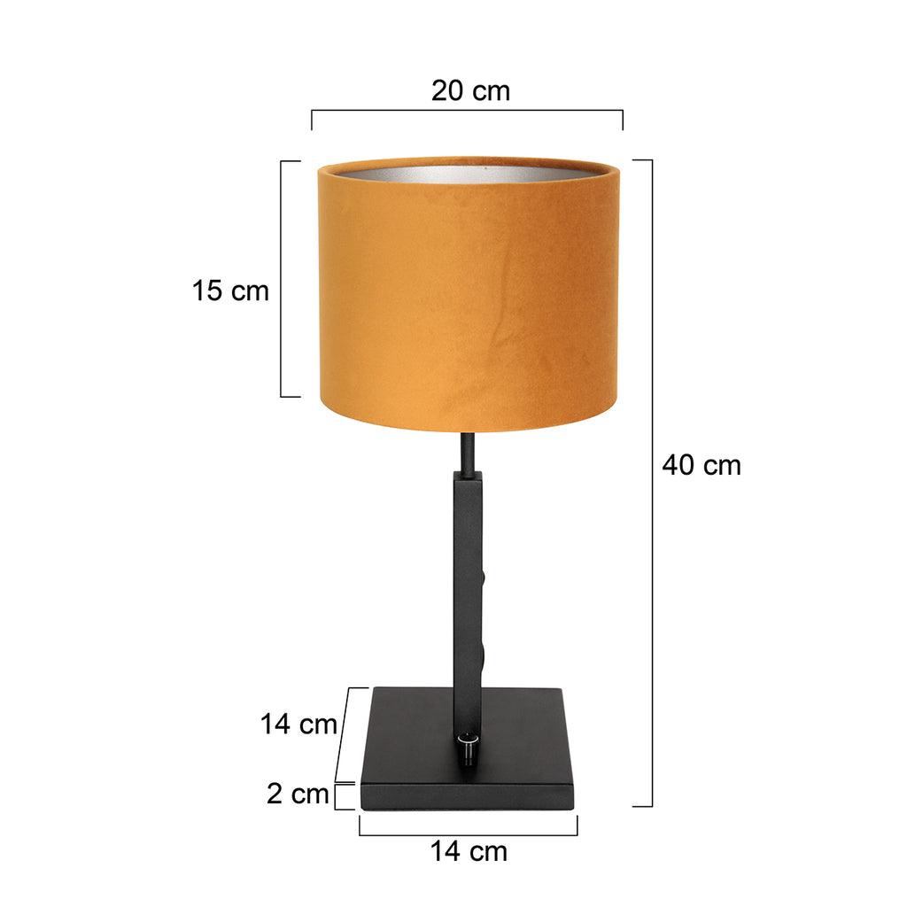 Lampă de masă Stang 8164ZW Negru + Abajur de catifea aurie - PARIS14A.RO