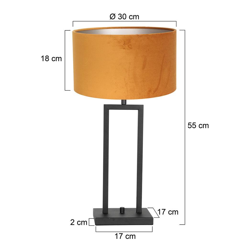 Lampă de masă Stang 8214ZW Negru + Abajur Catifea Auriu - PARIS14A.RO