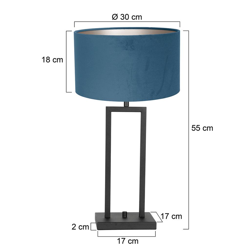 Lampă de masă Stang 8215ZW Negru + Abajur de catifea albastră - PARIS14A.RO