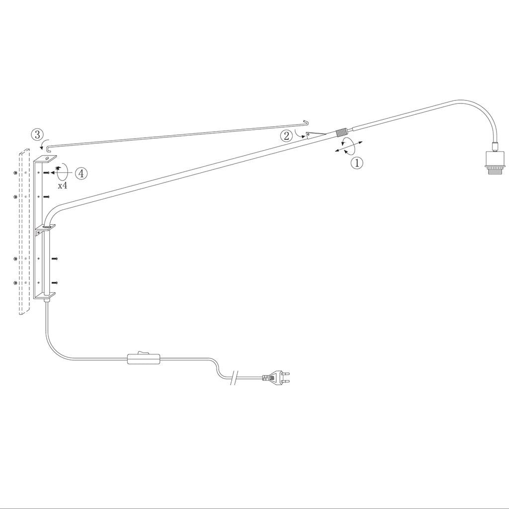 Lampă de perete Elegantă și Eleganta 2574ST+K1066QS Oțel-Alb cu Material din In ță. - PARIS14A.RO