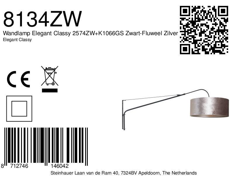 Lampă de perete Elegantă și Eleganta 2574ZW+K1066GS Negru-Velur Argintiu - PARIS14A.RO