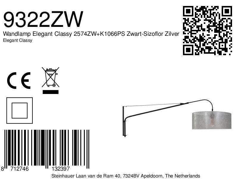 Lampă de perete Elegantă și Eleganta 2574ZW+K1066PS Negru-Sizoflor Argintiu - PARIS14A.RO